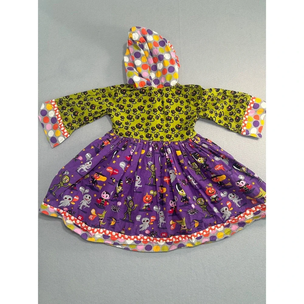 Jelly the Pug Hannah Dress Kids Size 5 Multicolor Halloween Monster Bash Hooded